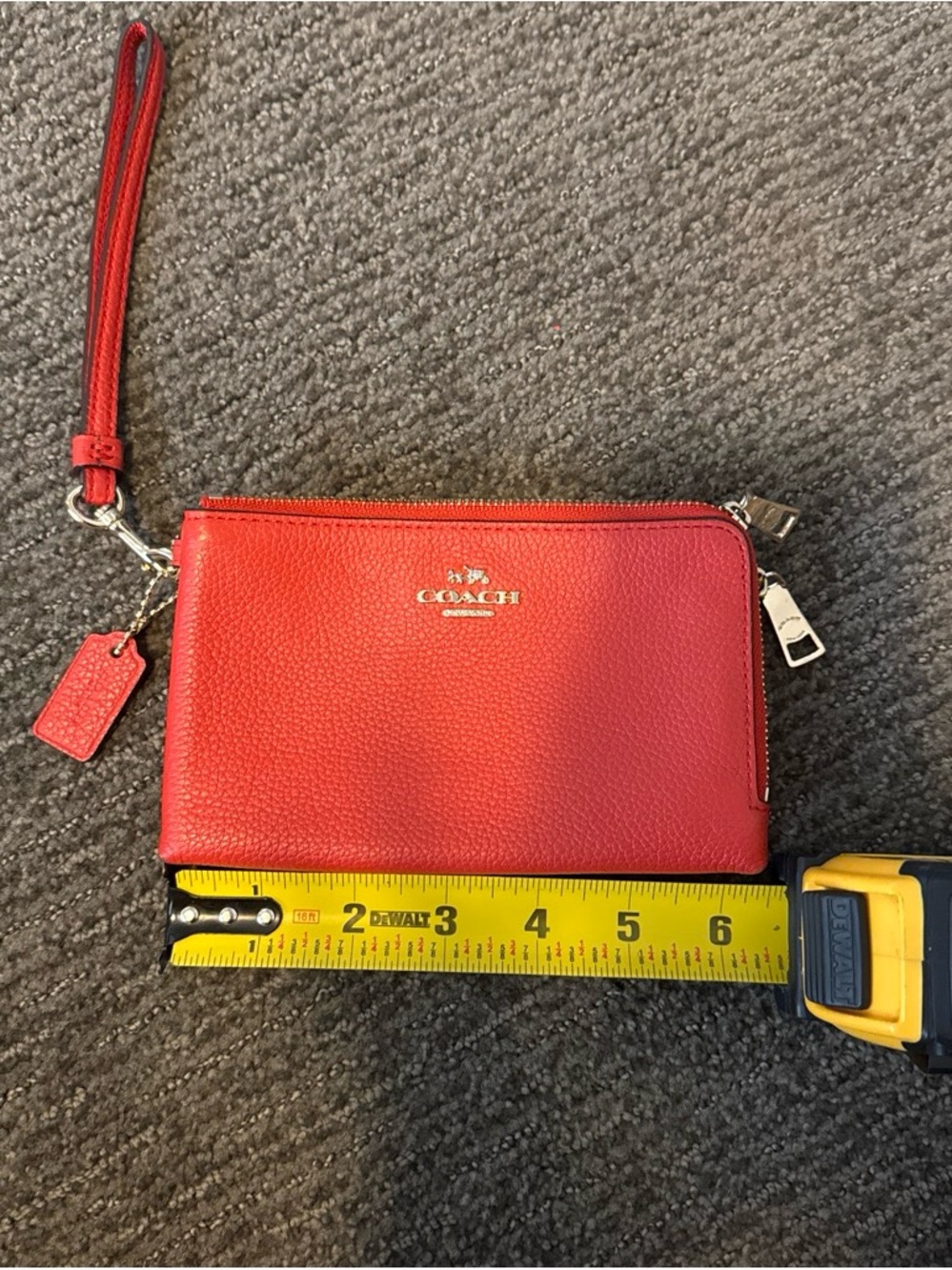 Coach Red Pebbled Leather Wristlet